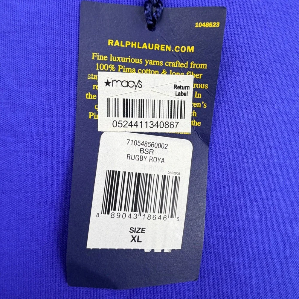 Polo Ralph Lauren Pima Soft Touch Shirt Men XL Rugby Royal Blue Flesh Pony NWT
